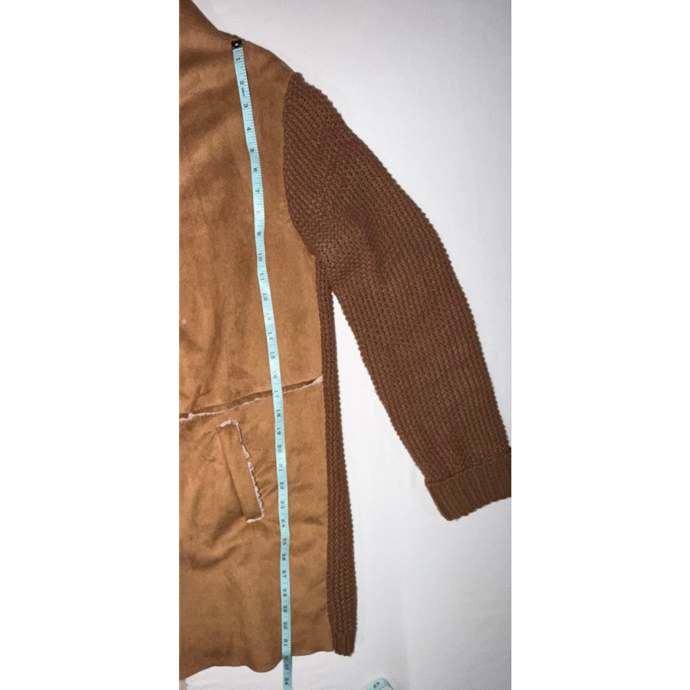 Orange Creek Sherpa Cardigan Coat M/L Brown Faux Suede Knit Boho Western Jacket - Picture 6 of 7